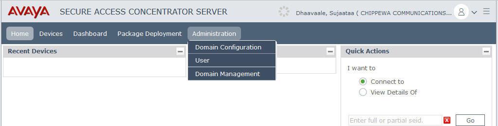 Both the BP Administrator and Avaya Administrator has the Administration tab, but the menu options for both are different.