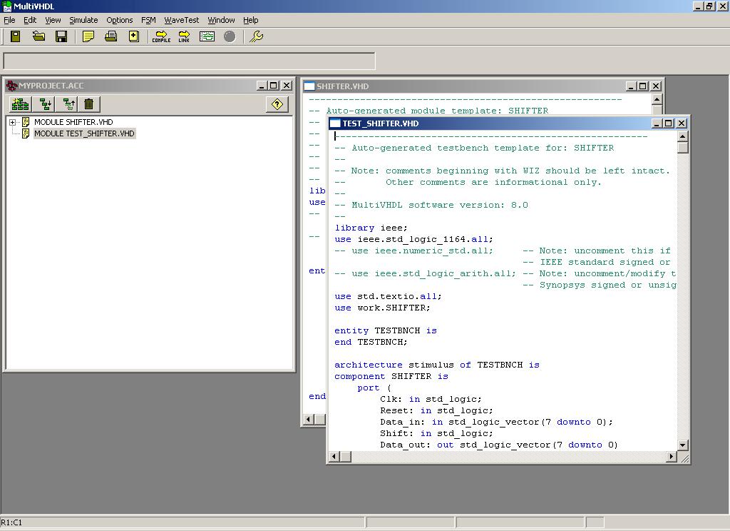 VHDL Simulation Your new test bench module is now complete, and is displayed as shown below. 2.4.