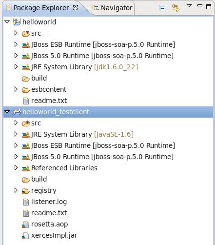 CHAPTER 3. TASKS Figure 3.2. HelloWorld example 7. Deploy your ESB project and run a test class as a local Java application to see the test result in the Console view. 3.6.