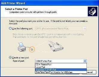 3. Choose Local printer attached to this computer Uncheck Automatically