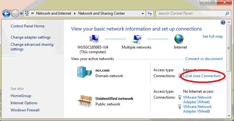 Control Panel -> Network and Internet -> Network and Sharing Center 2.