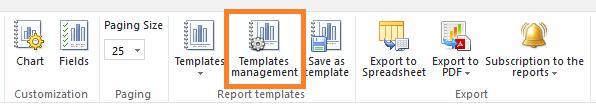 The following operations are available in the templates management: Create a new template -
