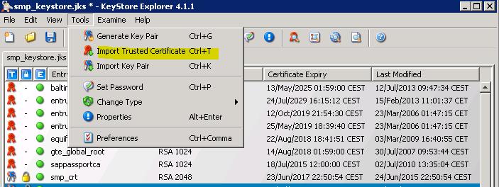 Importing CA or ROOT certificate into SMP key store Same process that we used to import the technical user,