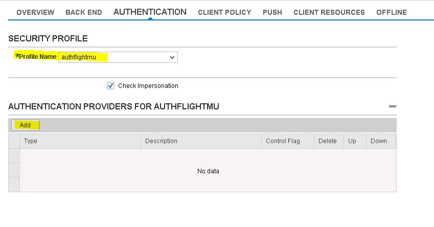 16. Under profile name give a name to the new security profile. Example: authflightmu as shown below and click on Add 17.