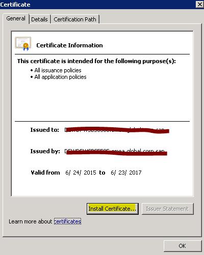 Install the SMP 3.0 Public Certificate After generating the Base 64 encoded certificate, now we need to install it to the browser into the Trusted Root Certification Authorities.