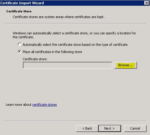 5. Select Place all certificates
