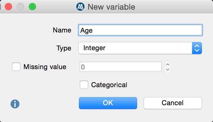 List of variables - Switches to Variable View, where you can define new variables and adjust and edit existing variables.