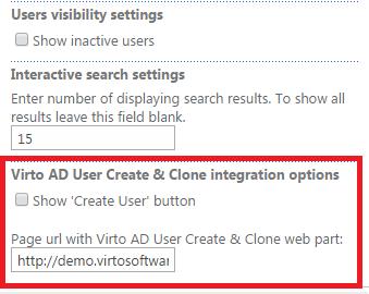 36 Integration with Virto Create & Clone AD User Virto SharePoint Active Directory User Service allows integration with Virto Create & Clone AD User.