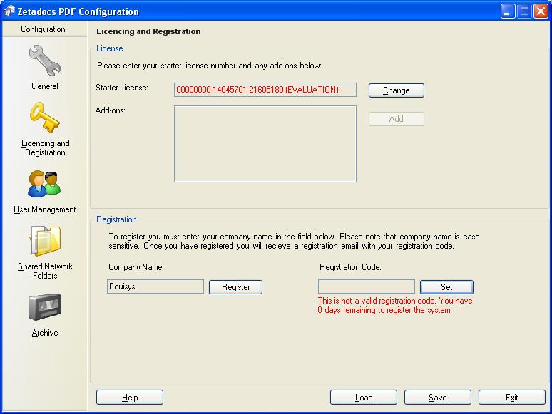 16 Step 5: Press the Set button and the Registration code dialog will be displayed: Step 6: In