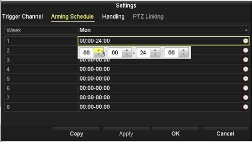 Select one or more camera channels which will start to record/capture or expand to full-screen monitoring when the POS data available. 6. Click Apply to save the settings. 7.