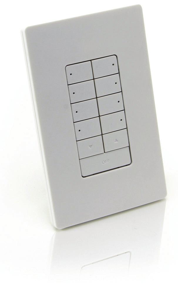 Wall-mounted keypad for triggering LED light shows on Ethernet networks Designed for use with the Philips Light System Manager and ColorDial Pro controllers, Ethernet Controller Keypad is a