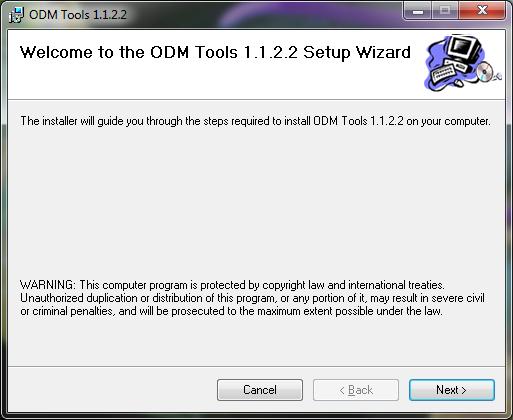 3. Click the Next button to continue with the ODM Tools