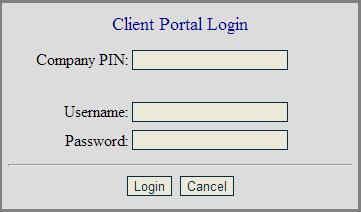 Beneath the Company PIN, Username and Password fields, you will see a heading called Clients with a hyperlink that says Log into the Client