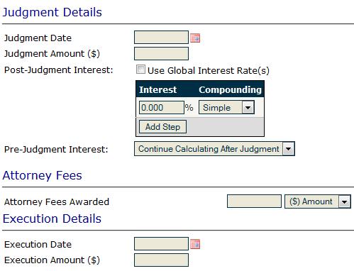 The table on the Transactions sub-tab will show the balance due under the Post-Judgment column heading.