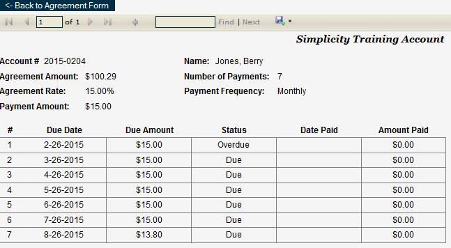 Individual payment amounts and due dates may be edited by clicking on the Edit Icon.