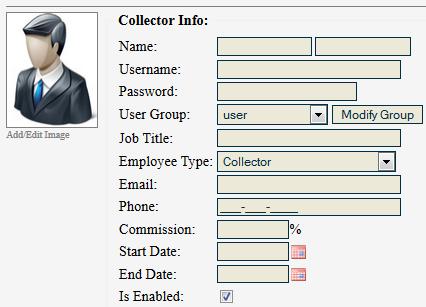 Collectors / Employees This section is used to enable an admin the ability to manage collectors and employees. Employee settings can only be seen and adjusted by an administrator.