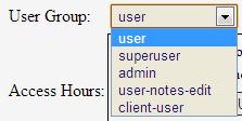 3. From the pop up box, uncheck the boxes for the feature that you do not want the selected user group to have. 4.