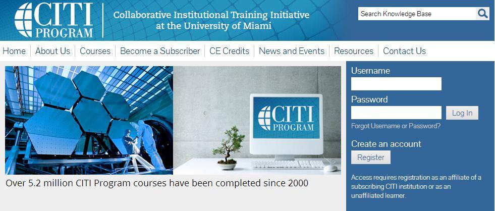 Instructions to complete CITI Human Subjects Training - New User To ensure compliance with federal regulations that all personnel engaged in research or advising research involving human subjects