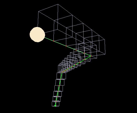 (a) Regular 3D Voxel Planner (b) 3D Field D* Planner Fig. 5. Planning a path through an open environment from an initial location (large white sphere) to a goal location (small shaded cube).