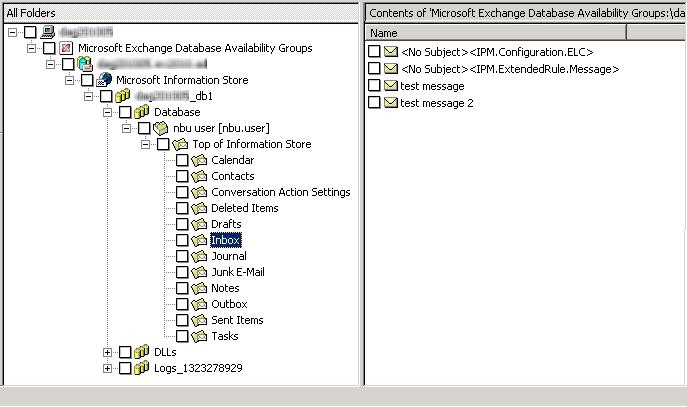 Performing restores of Exchange Server, mailboxes, and public folders About restoring individual Exchange mailbox and public folder items 183 7 Expand one of the following: Microsoft Exchange