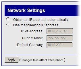 Network (Settings) Obtain an IP address automatically This is the normal operating mode for the CLC.