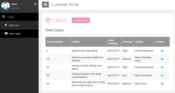 List View: Navigate to Case module and you will be able to see the list of cases.