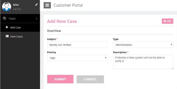 Add Case: Add a new record in a module from the portal and it will