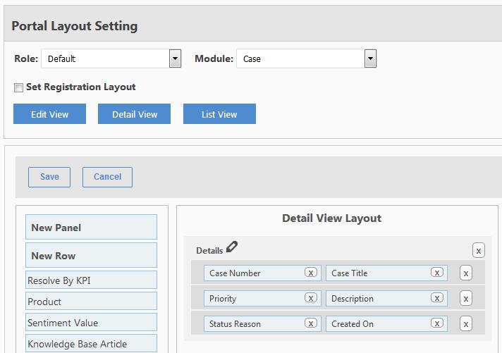 Setting Portal Layout Customer portal provides feature to manage Dynamics CRM Module s accessibility for their portal users.
