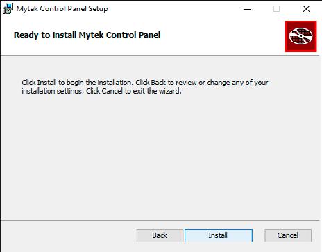 When MytekControl Setup Wizard appears click Next then accept license and click Next again. 5.
