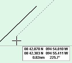 To modify or delete the line see paragraph Bearing line. Press the Perpendicular line button Same procedure as for the parallel line. Chart annotation Allow inserting text annotations on the chart.
