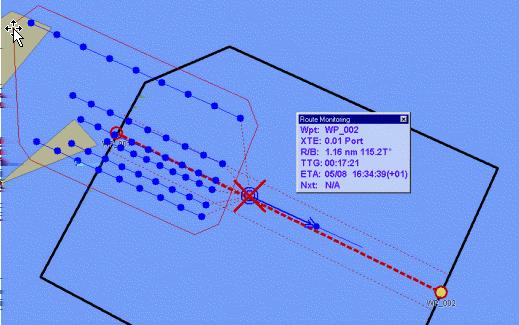 It is important to display the same active route in ECDIS900. The active survey line has to be manually selected by the navigator in ECDIS900.