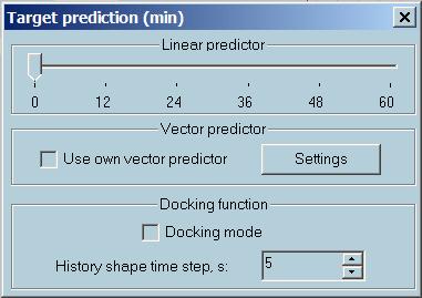 3. Tick the Use own vector predictor checkbox to calculate the future positions according to the current course and speed. The displayed positions on the screen are predicted.