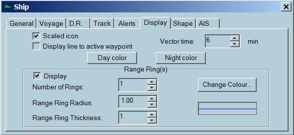 To display a line to the active waypoint tick on the proper check box. 3. Set the desired Vector time value.