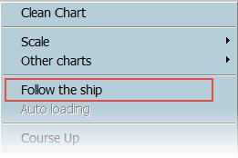 Select area Clicking the Select area icon in the tool bar and choosing a chart area name, moves and zooms the chart according to the pre-defined parameters (Scale and geographical location).