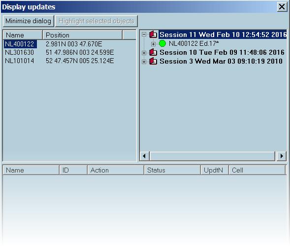 Ú Note: If the selected session of update contains modified objects, it will be listed in the bottom frame of the dialog.