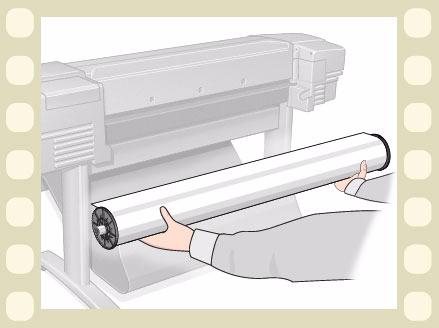 Media Choice Roll Media Sheet Media Ink System Ink Cartridges Printheads Removing Roll Media from the Printer The animation sequence shows how to remove a roll of paper from the printer.