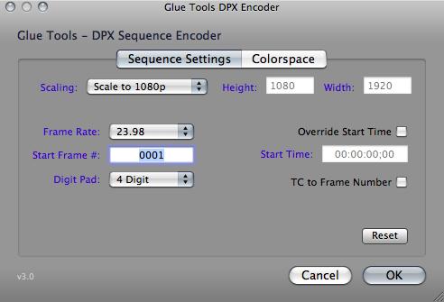 This setting will let you export DPX frames. Click on the Plus sign button, to open up a menu. In this menu, you will see a list of encoders. Choose the Glue Tools DPX Encoder menu item.