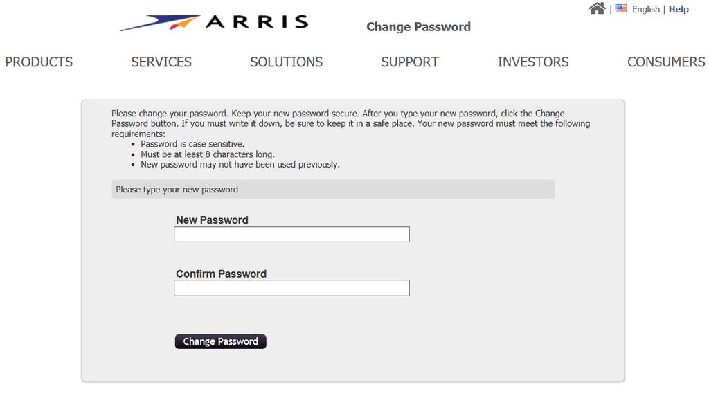 Enter and confirm your new password. Click Change Password.