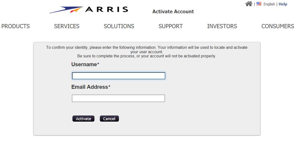 3. Enter your Email Address and Username: Click Activate. The code box will appear.