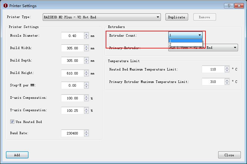 1: Select "Printer" ->"Printer Settings" from menu bar.