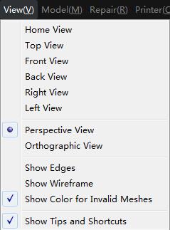 without importing a model 4>View Views of model Check the model with perspective view Check the model with orthographic view Show the edges of model Show the wireframe