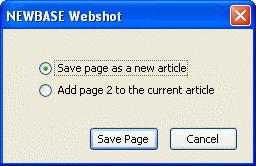 If you now clip a further page from an article or another article, the same dialogue with one more option will appear when you click the "Save page" command: The following options are presented: Save