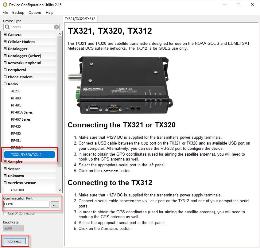 TX321/TX320 Firmware Update Procedure 6. Click Connect. 7.