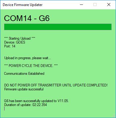 TX321/TX320 Firmware Update Procedure If no error messages are shown (dialog turns