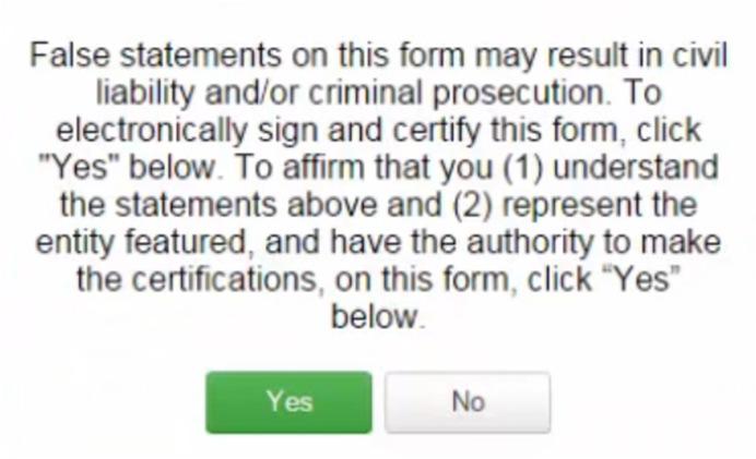 Certifying the Form D 14 Read the message regarding the certification and click Yes if you agree D 15 Once you click Yes in the confirmation message, the form will be