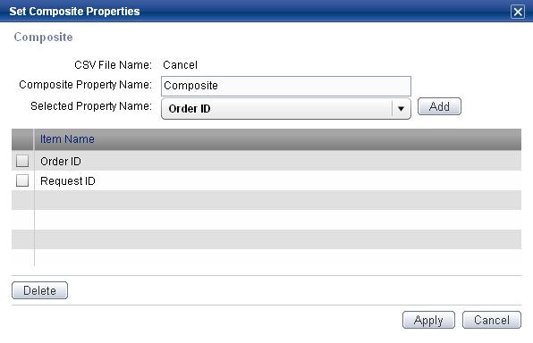 Editing composite items The content of already set composite items is displayed. You can edit the names and change the composite item properties. (You cannot change the CSV file names.) 6.