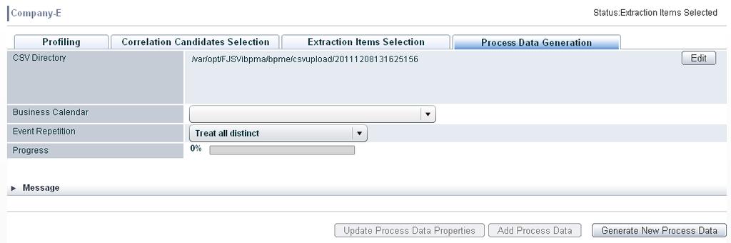 The following table lists the various options provided by the Process Data Generation tab.