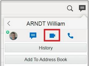 Chapter 6 Managing Chats and Conferences 5. Click the video icon to initiate the video chat request with the user.
