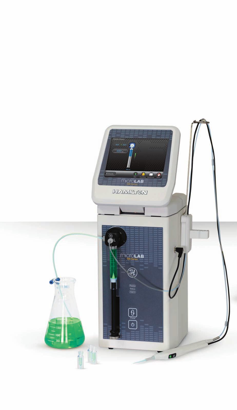 Dispenser The MICROLAB 600 Single Syringe Dispenser is able to dispense volumes from 100 nl to 50 ml.