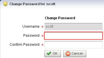 Creating and Editing a User Figure 21 4 Selecting a User 5. Click the Change Password button at the bottom of the right pane. The Change Password panel appears as Figure 21 5 shows.